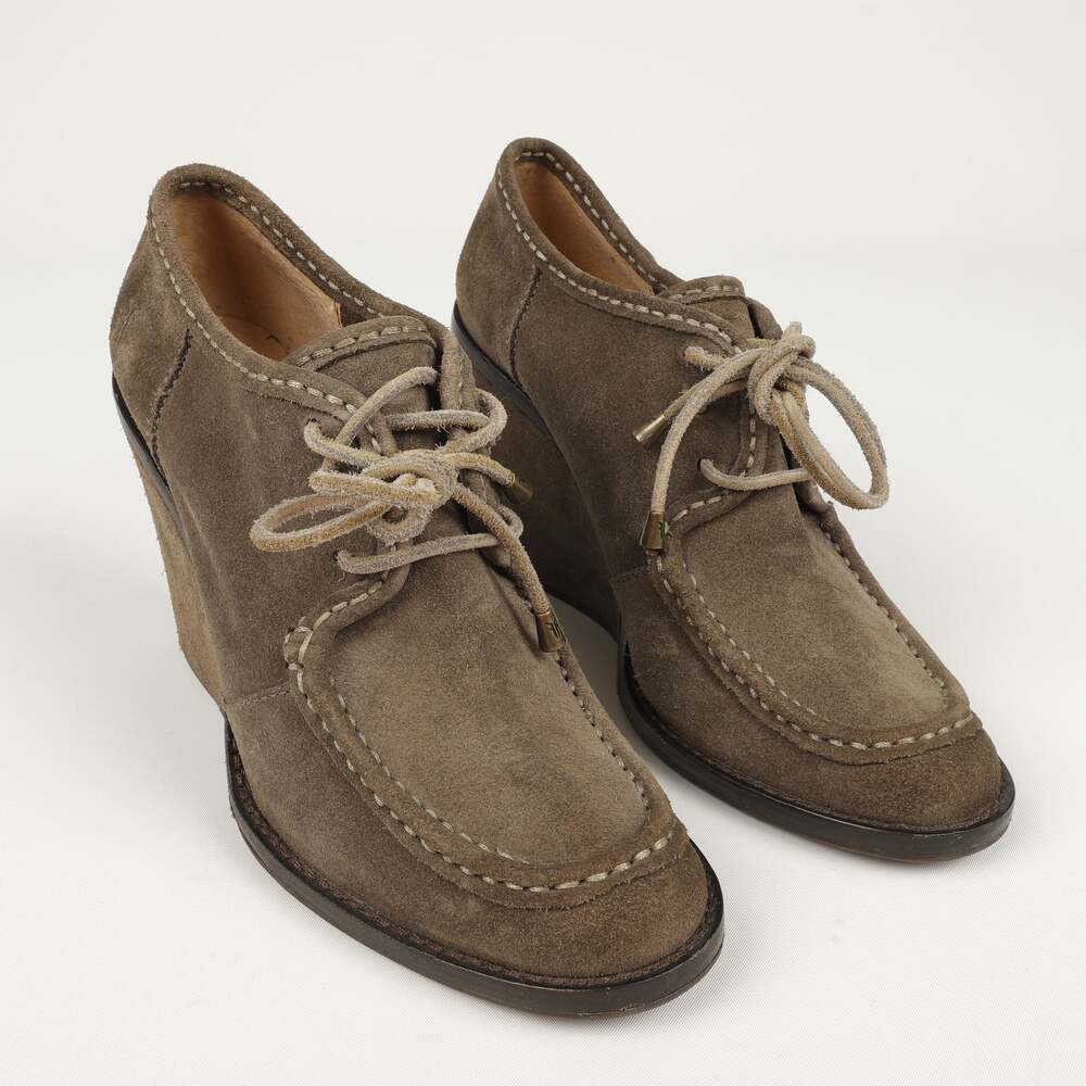 FRYE Womens 8.5M Caroline Lace Low Wedge Bootie Shoe Chukka Leather *READ*